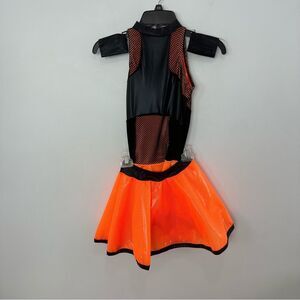 Dansco Small Adult Orange & Black Run The World Acro Dance Costume Set